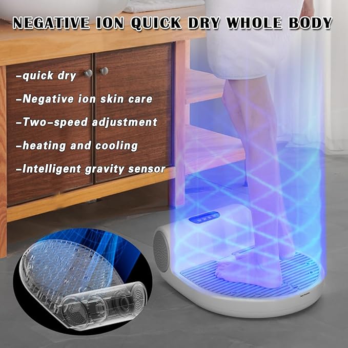 Electric Full Body Dryer Body Blow Dryer for Bathroom Open Pet Dryers Feet Touch Panel Drying Machine 2 Wind Speeds Waterproof for Home/Hotel with Weight Scale