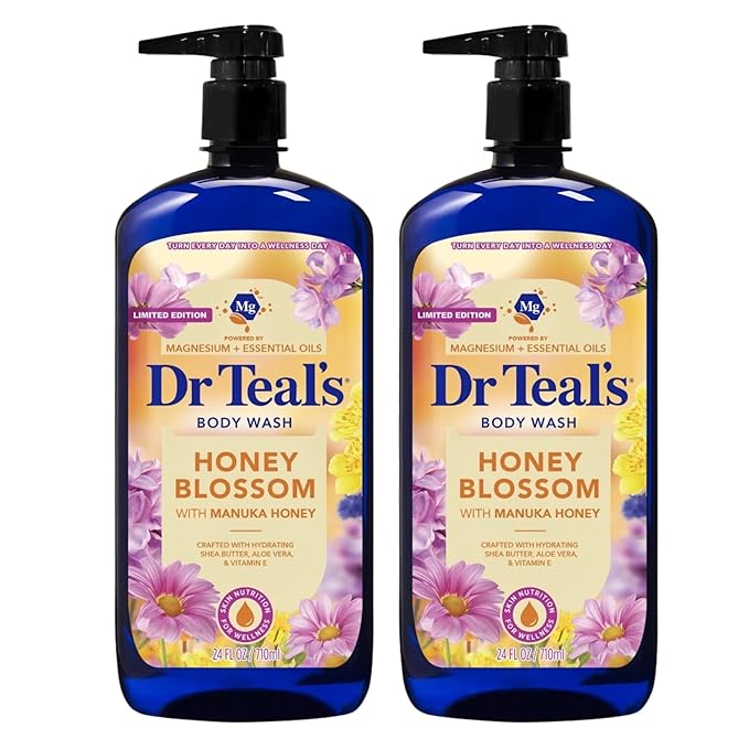 Dr Teal's Honey Blossom Body Wash with Manuka Honey Magnesium and Essential Oils Limited Edition 24 FL OZ 2 Pack