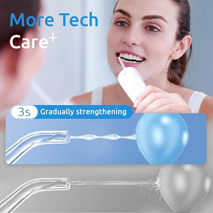 Water Flosser [Dental Cordless Portable] 6 Modes &amp IPX7 Waterproof Rechargeable Oral Irrigator Water Teeth Cleaner Floss Pick Home Use WaterFlossers for Braces Bridges/Gum Care (White)
