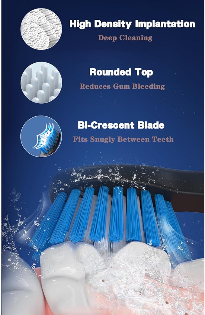 YUHANG Sonic Electric Toothbrush5 Modes400-Day Battery Life2-Minute Timer30s ReminderErgonomic Comfort Grip40000 Vibrations/minIPX7-4 Brush Heads - Travel Box (White)