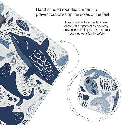 Turtle Octopus Pattern Ocean Theme Scale for Body Weight Highly Accurate Digital Bathroom Scale Sturdy Tempered Glass Weighing Scales with LCD Display Fashion Body Fat Smart Scales 400lb