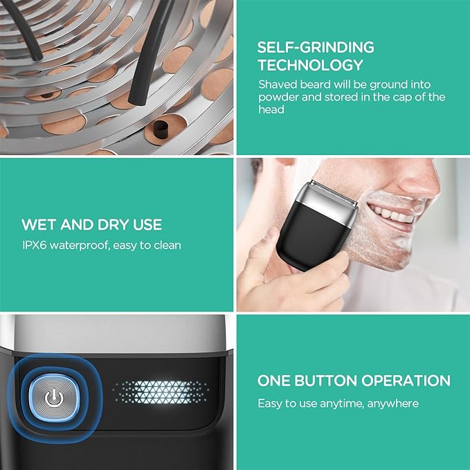 VOYOR Foil Shaver 2 in 1 Double Shavers for MenPortable Electric Razor with Rechargeable Foil Razor Multifunction Grooming Barber Shaver IPX6 Washable Travel Shavers ER300 (Silver)