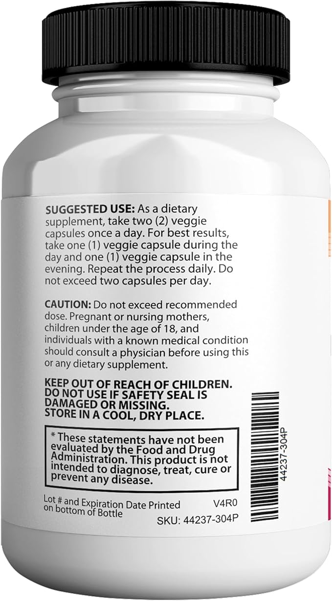 Juicy Peach Slippery Elm Bark Vaginal Dryness Moisturizer Feminine Care for Women End Vaginal Dryness with Slippery Elm Bark | Feminine Care for Vaginal Health Made in USA 180 Cap