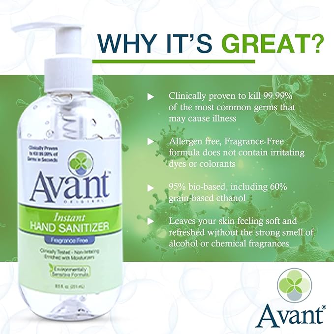 Avant® Original Instant Gel Sanitizer 8.5 oz Bottle 4-Pack Back to School Essential