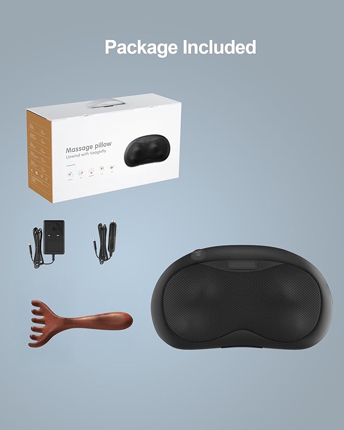 Shiatsu Neck Massager Pillow with Heat Deep Tissue Kneading Back Massagers for Pain Relief - Neck Pillow Massager &amp Heated Back Massager for Shoulder Waist Legs - Ideal Gift for Home Car Offi
