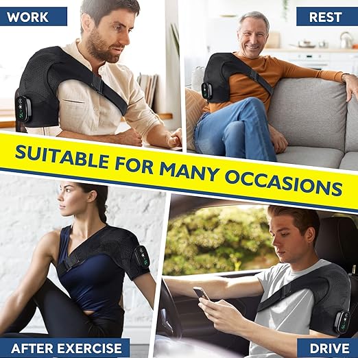 Cordless Shoulder Heating Pad FSA Eligible HSA Approved Heated Shoulder Brace with Vibration Shoulder Massager for Men Women Pain Relief