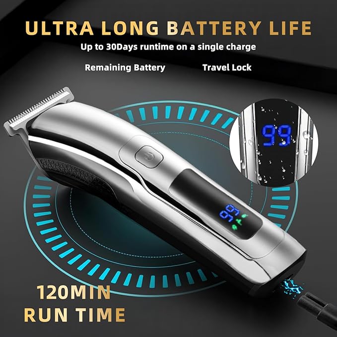 Beard Trimmer for Men Electric Razor for Mustache Body Nose Ear Hair FacialCordless Hair Clippers with Travel Bag for Blade Storage