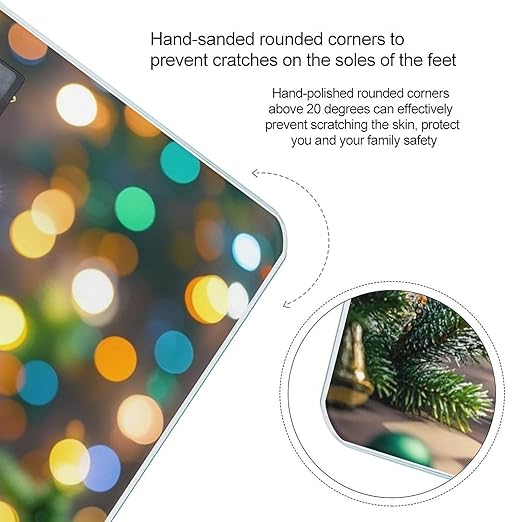 Christmas Tree and Bells Scale for Body Weight Highly Accurate Digital Bathroom Body Scale Digital Bathroom Scales for People Anti-Slip Large LCD Display Smart Scales