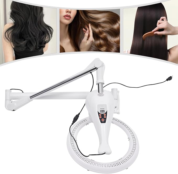 Hair Dryer 950W Orbiting Salon Hair Dryer Multifunctional Hair Color Processor Hair Treatment Machine Wall Mounted (White 110V)