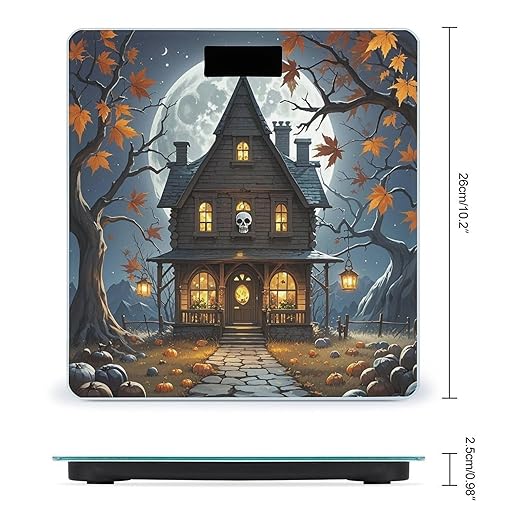 Skull Castle Bathroom Scale for Body Weight Bathroom Weighing Scales with Back Lit LED Display Sturdy Tempered Glass Body Weight Bathroom Scale 400lb Weighing