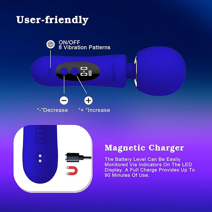 Portable Wand Massager- Rechargeable Handheld Personal Wand Massager for Women - Waterproof Quiet Electric Massager for Back Neck and Muscle Recovery