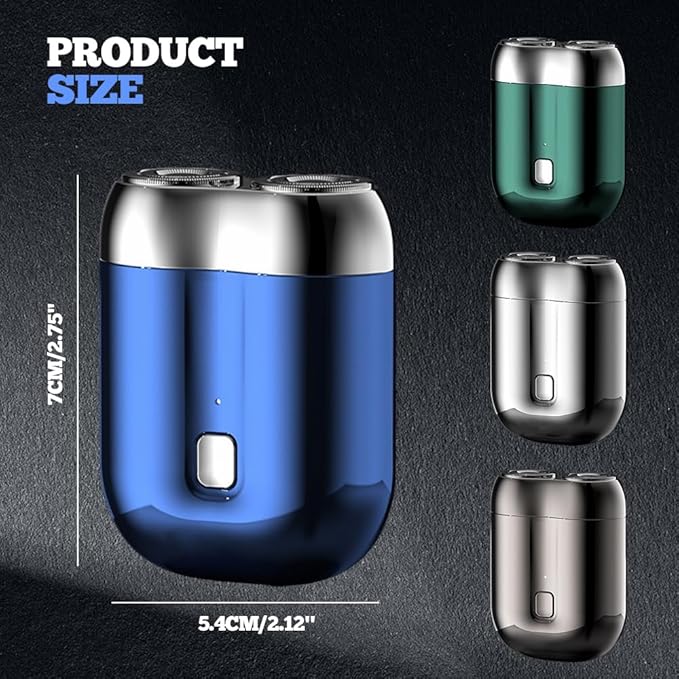 New Model Mini Dual-Head Electric Shaver for Men 2025 Upgraded Pocket Shaver USB Mini Shavers Washable Double Head Rechargeable Waterproof Compact for Travel (Blue)