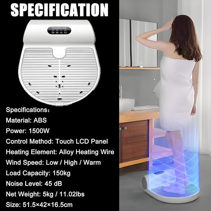 1500w Full Body Hair Dryer After ShowerFullbody Heater Blow Dryer with Practical LCD Control Panel Body Care Dryer for Adults After a BathLoad Capacity 150kg