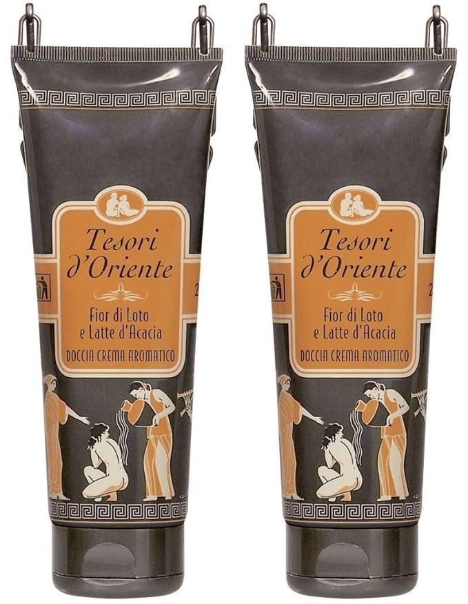 Tesori d'Oriente:Fior di Loto Lotus Flower and Acacia Milk Shower Cream 8.45fl.oz (250ml) Packages (Pack of 2) [ Italian Import ]