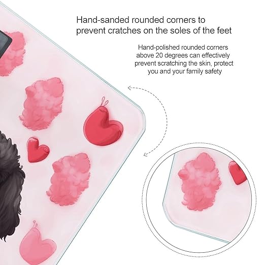 Pink Poodles Dogs Weight Scale Large Bathroom Scales Digital Weight with Bright LED Display Non Slip Automatic Weighing Scale Fashion Weighing Machine for Body