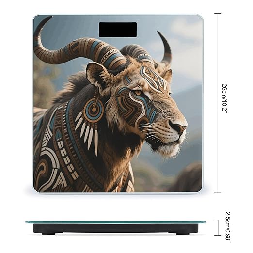 Tribal Animals Weight Scale Large Digital Bathroom Scales with Bright LED Display Non Slip Digital Scale and Step On Fashion Weighing Machine for Body