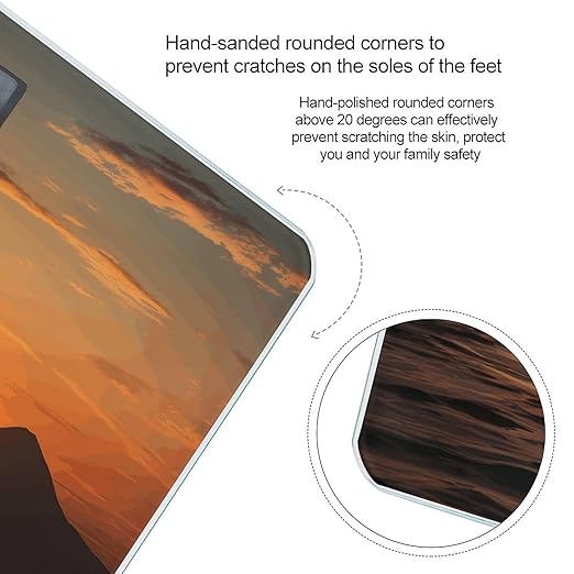 Mountain and Water at Sunset Scale for Body Weight High Precision Digital Weight Scales with LCD Display Anti-Slip Sturdy Slim Tempered Glass Bathroom Scale for Home Use