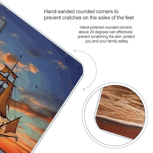 Pirate Ship in The SunsetScale for Body Weight with LCD High Precision Weighing Scales Fashion Sturdy Tempered Glass Weight Scales Easy-to-Read Digital Bathroom Scale for Daily 400lb