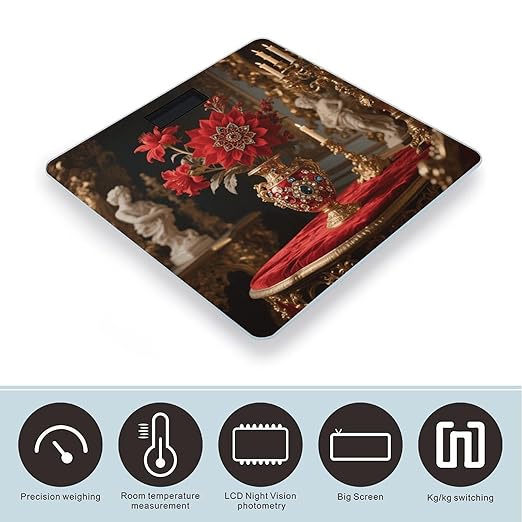 Mandala Flower Print Weight Scale Large Digital Bathroom Scales with Bright LED Display Non Slip Digital Scale and Step On Fashion Weighing Machine for Body