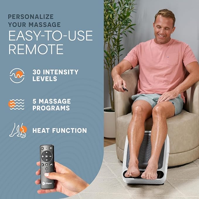 LifePro VibraFlow Foot Massager for Neuropathy - Relaxing Calf and Foot Therapy with Heat Option for Maximum Soothing Relief - Massager for Blood Circulation and Revitalization