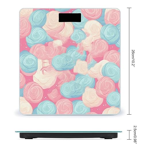 Cotton Candy Bathroom Scale Rounded Smart Scale for Body Weight Automatic Power On/Off Weight Scales Accurate Bathroom Digital Scales for Pet Home Bedroom Kitchen