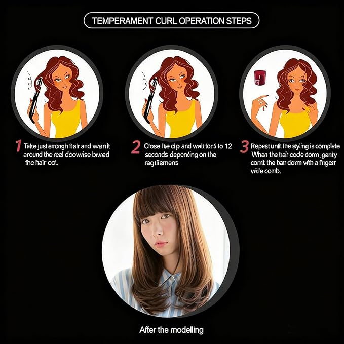 2 in 1 Rotating Curling Iron Fast Heat Hair Straightener &amp Curler 3-Temp Adjustable Curling Wand for All Hair Types Travel Styling Tool