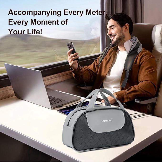 Neck Massager for Pain Relief Deep Tissue Shiatsu Neck and Back Massager With Heat Electric Massage Pillow for Shoulder Leg Body Muscle Pain Relief Gifts For Women Men Mom Dad (Black【with bag】)
