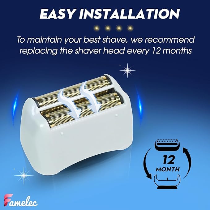 Pro Foil and Cutters for Andis Foil Shaver Models TS1 17150 17235 17220 TS2 17200 Razor Blades &amp Gold Foil Shaver Blades Compatible with Andis Shaver Foil Replacement #17155 17160 17280