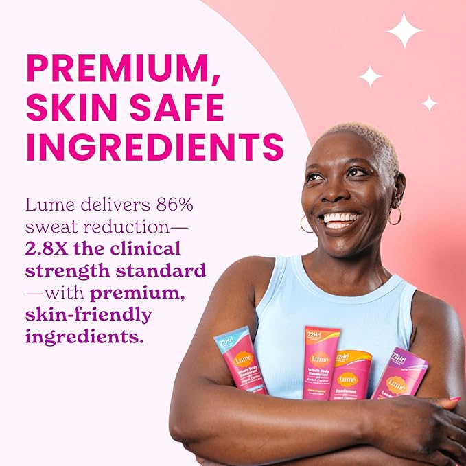 Lume Deodorant Plus Sweat Control - Smooth Solid Stick - Extra Strength Antiperspirant - 72 Hour Odor And Sweat Control - Baking Soda Free Skin Loving - 2.6 ounce (Soft Powder) Pack of 2