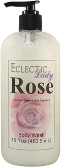 Eclectic Lady Liquid Pearl Body Wash - Rose Scent 3-in-1 Use For Bubble Bath Hand Soap &amp Body Wash Phthalate-Free Rose Fragrance Handcrafted in USA (16 oz)