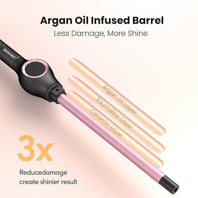 1/2 Inch Curling Wand for Long Hair Extra Long Barrel Ceramic Half Inch Curling Wand 7 Adjustable Heats 110-240V Dual Voltage Small Barrel Curling Iron Wand 60 Minutes Auto Shut Off