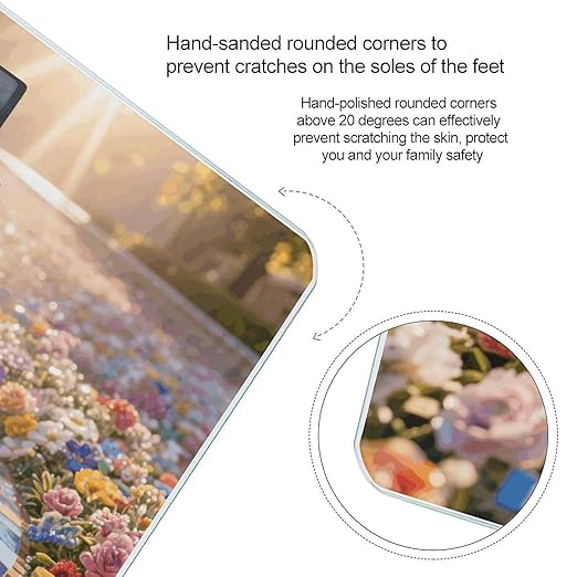 Mosaic Flower Sea with Angel Weight Scale Large Digital Bathroom Scales with Bright LED Display Non Slip Digital Scale and Step On Fashion Weighing Machine for Body