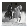 Black and White Horses Running Scale for Body Weight Safe Rounded Corners Tempered Glass Digital Bathroom Scale LED Display 400lb Capacity Weight Scales with High Precision Sensors