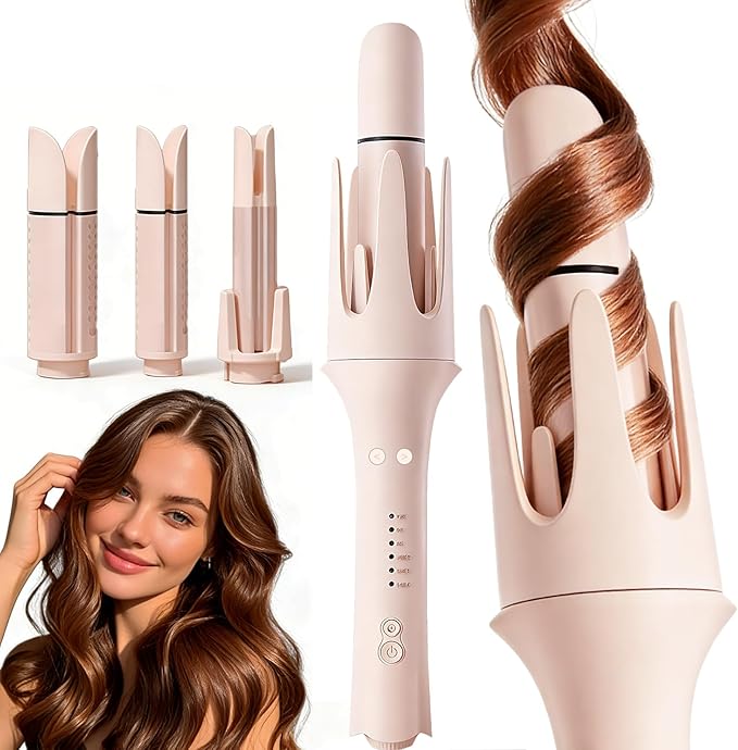 Automatic Curling Iron Rotating – 3-in-1 Self Curling Hair Curler with 3 Barrel Sizes for Loose Waves to Tight Curls Negative Ion Ceramic Anti-Tangle &amp Fast Heating Safe Styling for All Hair Ty