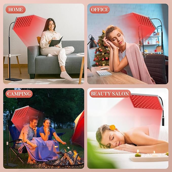 Red Light Therapy for Body: Infrared Light Therapy Panel Lamp with Stand 660nm Deep Red and 850nm Near Infrared LED Device at Home for Face and Body (Gooseneck Telescopic Model)