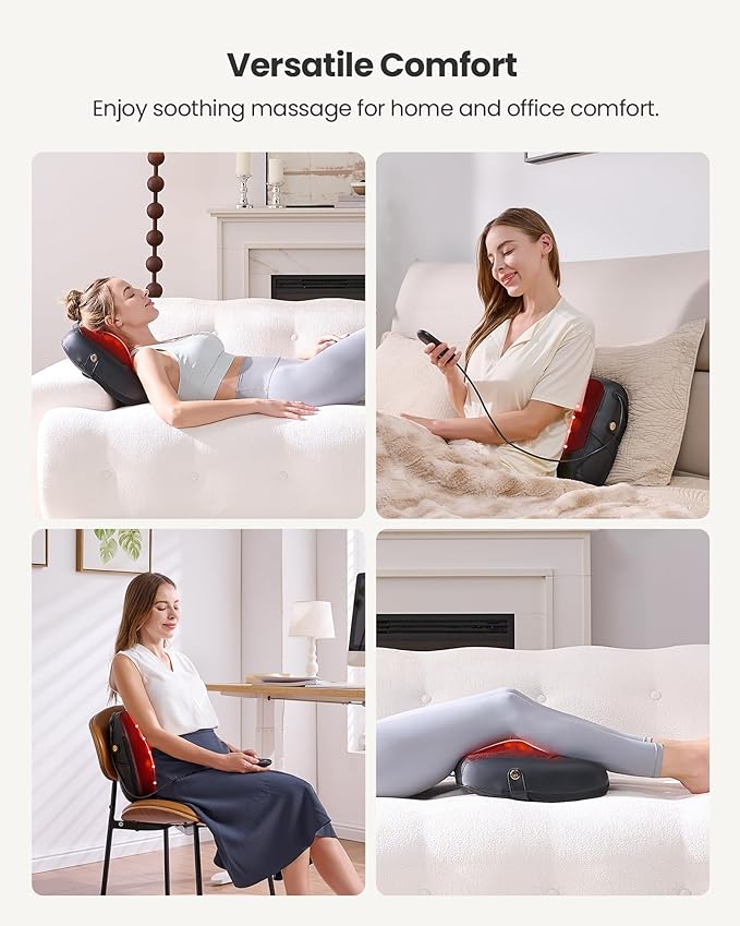 KNQZE Shiatsu Neck and Shoulder Massager with Heat 3-in-1 Shiatsu Back Massager with Heat &amp Lumbar Support