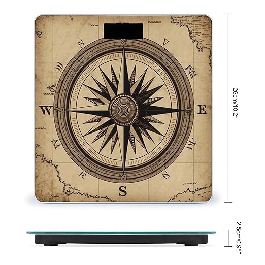 Digital Bathroom Scale for Body Weight Scale with Bright LCD Display High Accuracy Step-On Technology Auto On/Off Compass Wind Road Map Digital Scales 400 Lbs /180kg