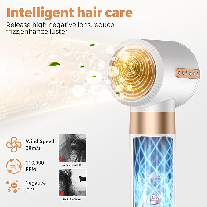 7 in ONE Hair Dryer Brush Powerful Blow Dryer Brush with Air Curler for Hair Brush Blow Dryer with Diffuser Ionic Hot Air Brush Fast Dry Volumize Curls Straight Hair Styling Tools 100-120V