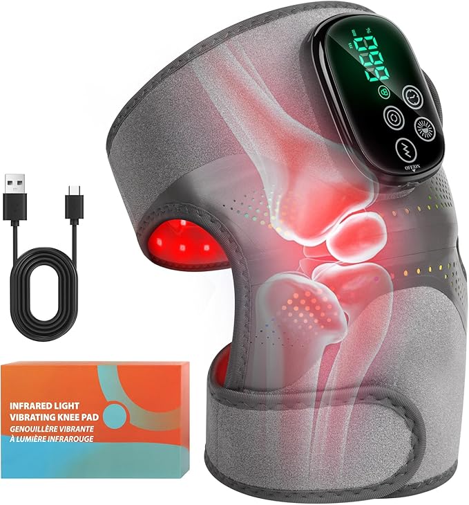 GALAX PRO Knee Electric Massager with Heat Cordless Heated Knee Massage for Pain Relief with 3 Heating Levels 6 Vibration Modes LED Screen &amp Adjustable Strap