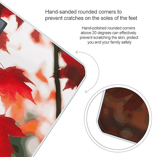 Autumn Fall Red Maple Leaves Weight Scale Digital Electronic Scales Bathroom Scale Larg LCD Backlight Display High Precisio MeasurementsTempered Glass