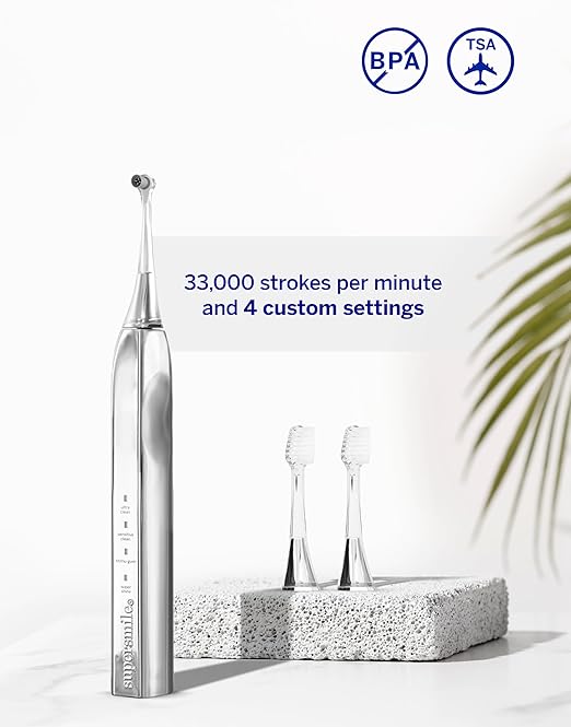 Supersmile Zina45™ Sonic Pulse Toothbrush – Angled Brush with polishing Head for Advanced Cleaning – for Visibly Whiter Teeth and Healthier Gums