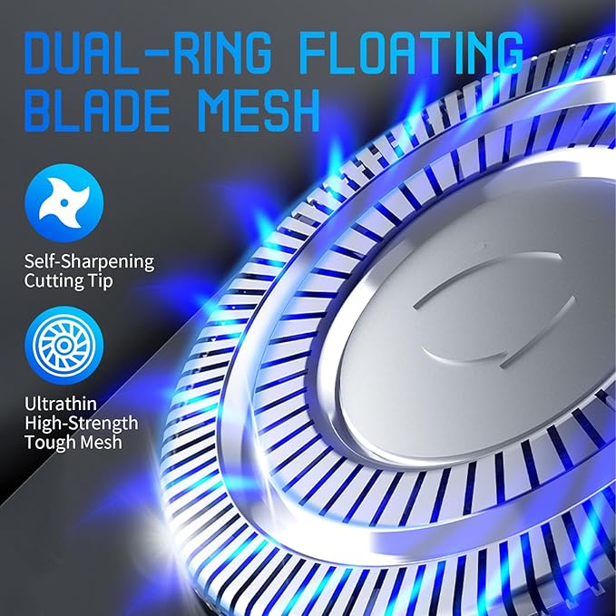 Snapbuy Electric Razor for Men Waterproof Cordless Shaver with 90-Min Runtime4D Floating Precision Blades System Fast Charging Travel-Friendly for Wet &amp Dry Use (Blue)