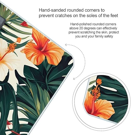 Tropical Summer Hawaiian Flower Palm Leaves Weight ScaleClear LED Display Bathroom Digital Weighing ScaleTempered Glass Digital Bathroom Scale for Body Weight Capacity Up to 400 Lbs