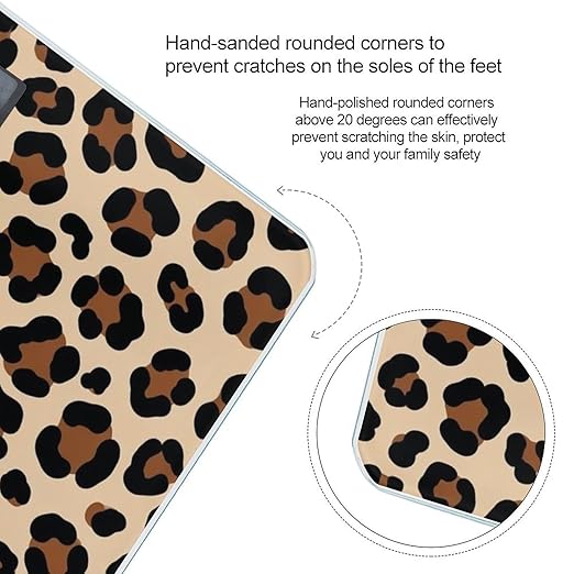 Women's Smart Scale for Body Weight Digital Bathroom Weighing Scale Automatic Switch Energy Saving Scale Compatible with Leopard Prints Printed