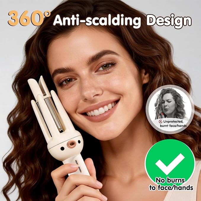 Automatic Hair Curler Rotating Curling Iron 3 Temperature Settings for All Hair Types 10s Fast Heating 20s Hold Hair Crimper Tool with Comb &amp Clips Lightweight Travel Curling Wand