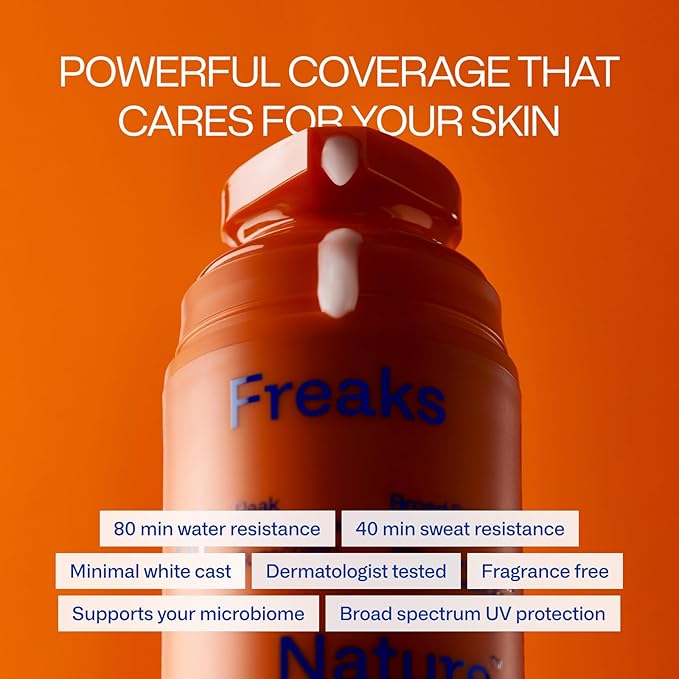 Freaks of Nature Peak Performance SPF 50 | 100% Mineral Sunscreen | Lightweight Fast-Absorbing 80-Min Water-Resistant | Plant-Based Eco-Friendly Reef-Safe Cruelty-Free | All Skin Types| 1.7 oz