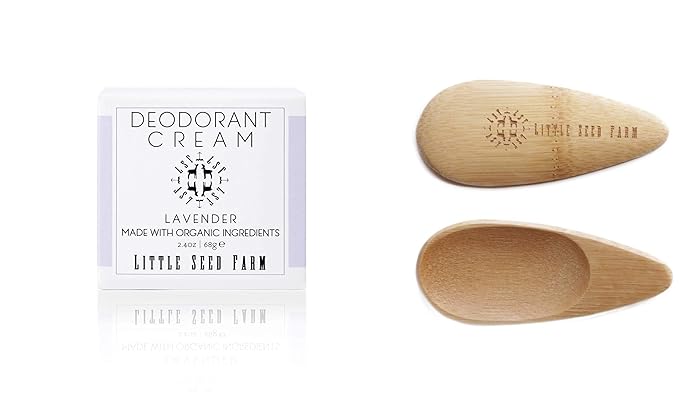 Little Seed Farm All Natural Deodorant Cream Aluminum Free Deodorant for Women or Men 2.4 Ounce - Lavender + Applicators Bundle