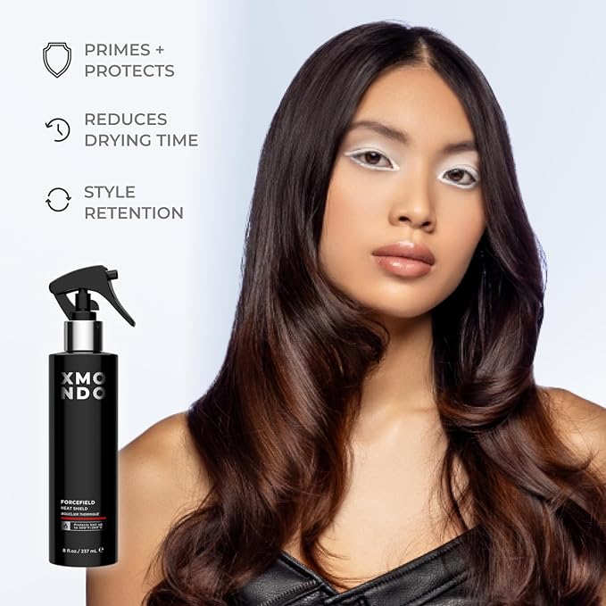 XMONDO Hair Forcefield Heat Shield – Protect Style Shine | Shields up to 500°F &amp Cuts Dry Time