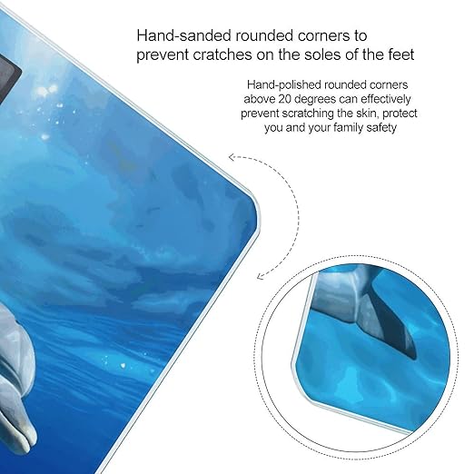 Dolphins in The Ocean Scale for Body Weight High Precision Digital Weight Scales with LCD Display Anti-Slip Sturdy Slim Tempered Glass Bathroom Scale for Home Use
