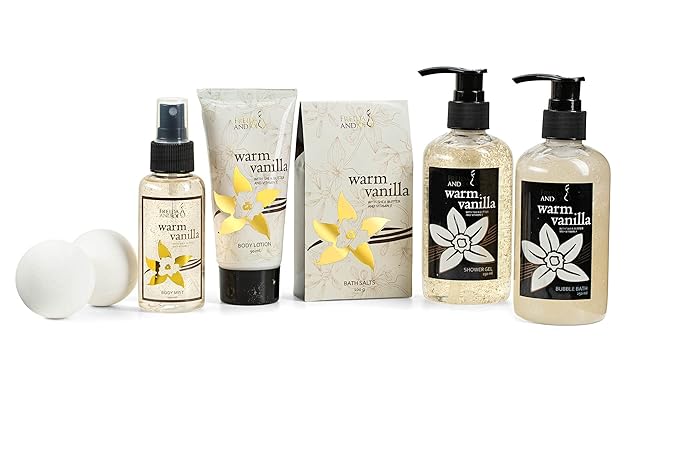 Bath and Body Gift Basket For Women and Men Warm Vanilla Bath &amp Body Collection Includes Shower Gel Bubble Bath Body Lotion Body Mist &amp More – Mother's Day Gift for Mom